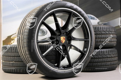 Zestaw 20-calowych felg letnich Carrera S III, felgi 8,5J x 20 ET51 + 11J x 20 ET52 + NOWE opony letnie Pirelli P Zero 245/35 ZR20 + 305/30 ZR20, z czujnikami RDK, czarne, wysoki połysk