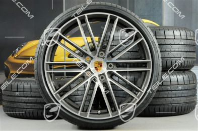 20" Turbo IV Sommerräder Satz, Felgen 8,5J x 20 ET57 + 10,5J x 20 ET47 + Sommerreifen 235/35 ZR20 + 265/35 ZR20, mit RDK-Sensoren