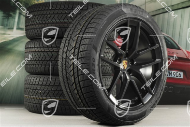 20-inch "Macan S" winter wheels set, rims 9J x 20 ET26 + 10J x 20 ET19 + NEW Pirelli winter tyres 265/45 R 20 + 295/40 R 20, black satin matt, with TPMS