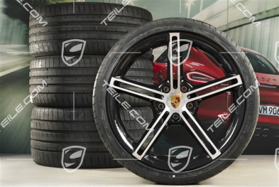 21" koła letnie Mission E Design, komplet, felgi 9,5J x 21 ET60 + 11,5J x 21 ET66 + opony letnie Goodyear 265/35 R21 + 305/30 R21, czarny wysoki połysk