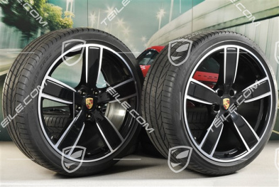 22-inch Cayenne Coupé Summer wheel set Sport Classic, wheel rims 10J x 22 ET48 + 11,5J x 22 ET52 + Pirelli summer tyres 285/35 R22 + 315/30 R22, with TPMS, black high gloss