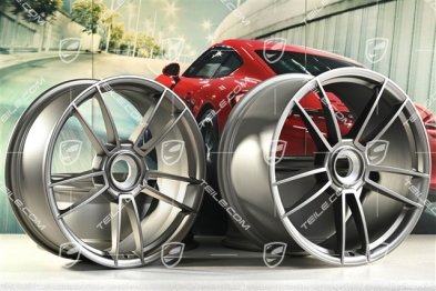 20+21" Komplet felg Turbo S, felgi: przednie 8,5J x 20 ET40 + tylne 11J x 21 ET66, Platinum satynowy półmat