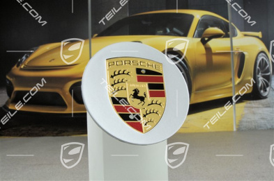 Radzierdeckel, rund, kokav, Porschwappen farbig, Brilliantchromlack