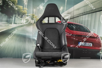 Bucket seat, collapsible, heating, logo GTS, leather/Alcantara, black, L