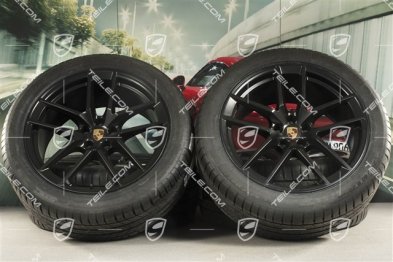 20" "Macan S" Sommerräder Satz, Felgen 9J x 20 ET26 + 10J x 20 ET19 + NEUE Michelin Sommerreifen 265/45 R20 + 295/40 R20, Schwarz seidenmatt, mit RDK-Sensoren