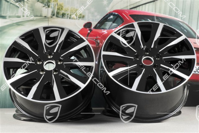 20-inch Taycan Tequipment Design wheel rim set, 9J x 20 ET54 + 11J x 20 ET60, black high gloss