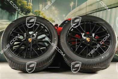 21-inch Cayenne RS Spyder summer wheel set, rims 9,5J x 21 ET46 + 11,0J x 21 ET58 + NEW Pirelli P Zero summer tyres 285/40 R21 + 315/35 R21, with TPMS, black satin matt
