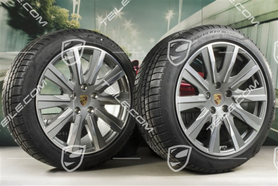 20" koła zimowe Taycan Tequipment Design, komplet, felgi 9J x 20 ET54 + 11J x 20 ET60 + NOWE opony zimowe Pirelli 245/45 R20 + 285/40 R20